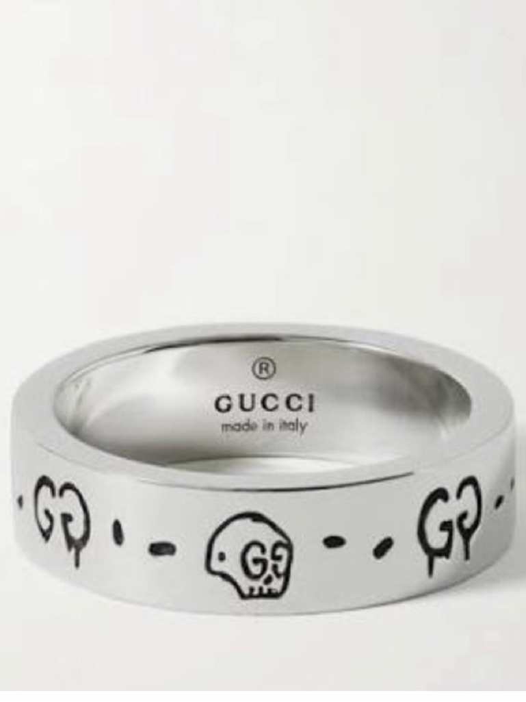 Gucci Logo Engraved And Ghost Sliver Ring Gucci Logo Engraved And Ghost Sliver Ring